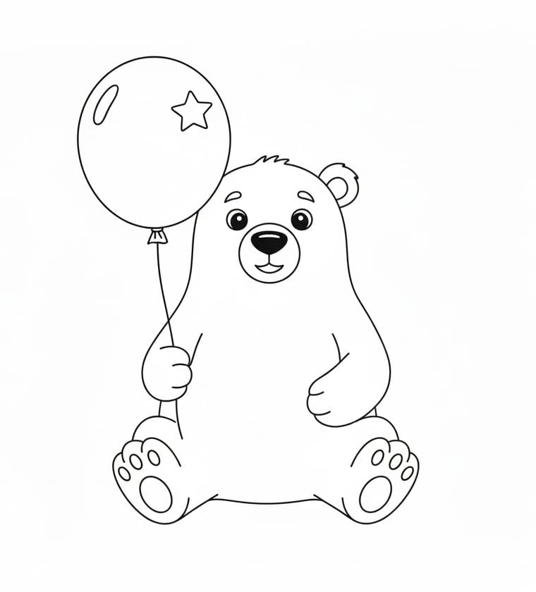 Orso Polare con Palloncino da colorare