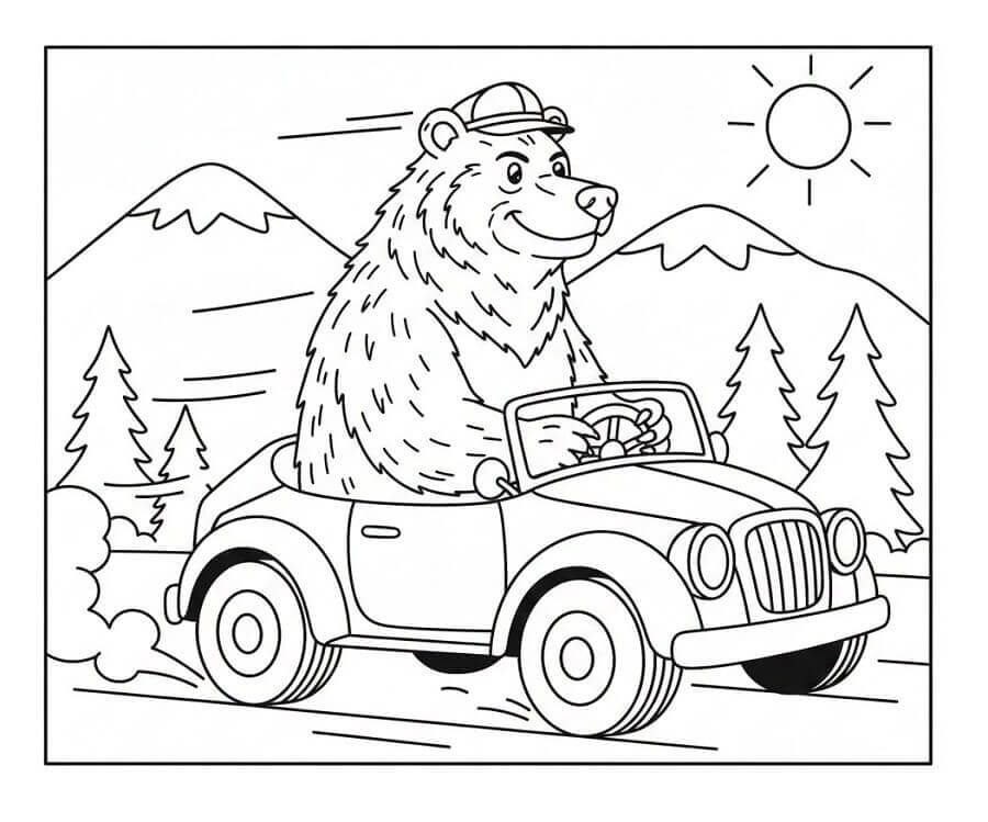 Orso alla Guida da colorare