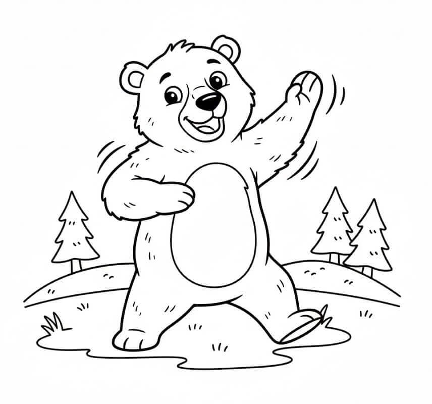 Orso che Balla da colorare