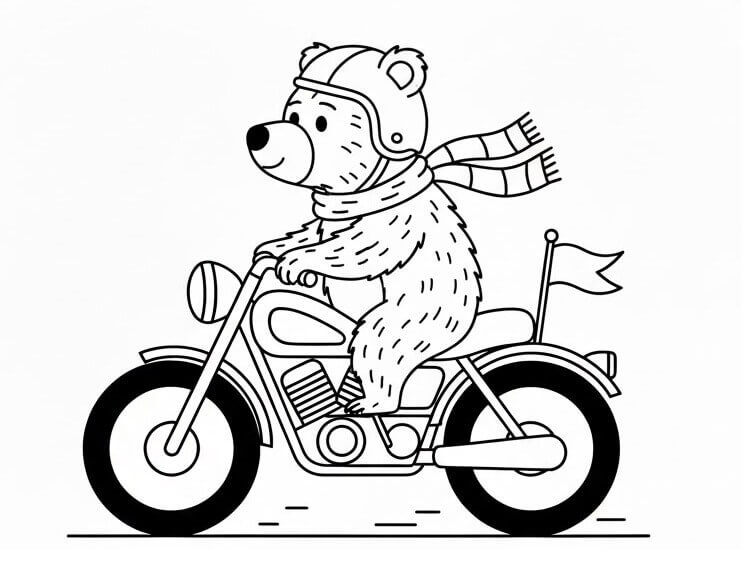 Orso in Moto da colorare