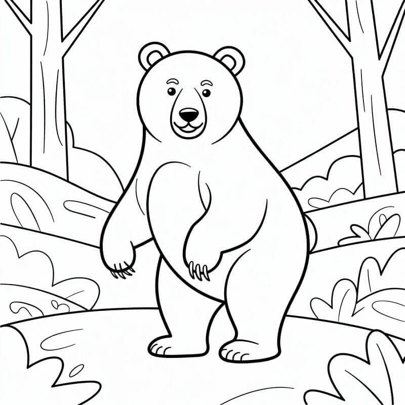 Orso nella Foresta da colorare