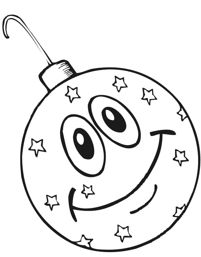 Pallina di Natale sorridente da colorare