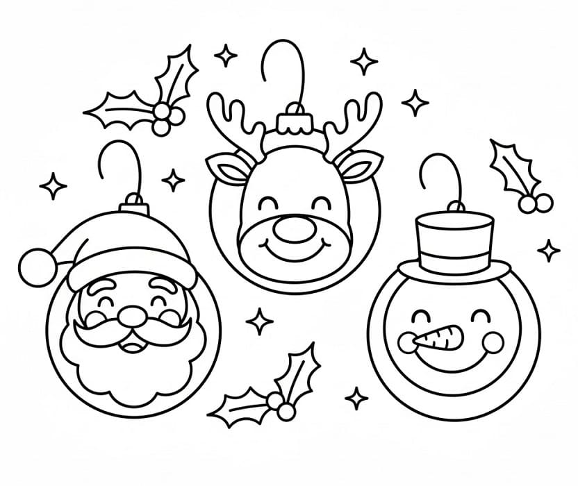 Palline di Natale Allegre da colorare