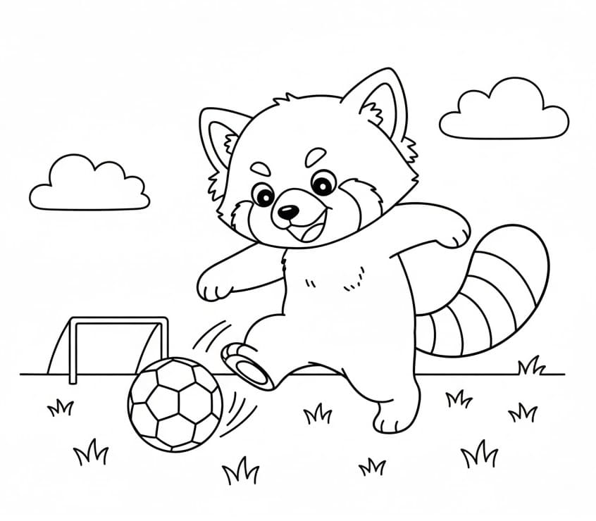 Panda Rosso Amichevole da colorare