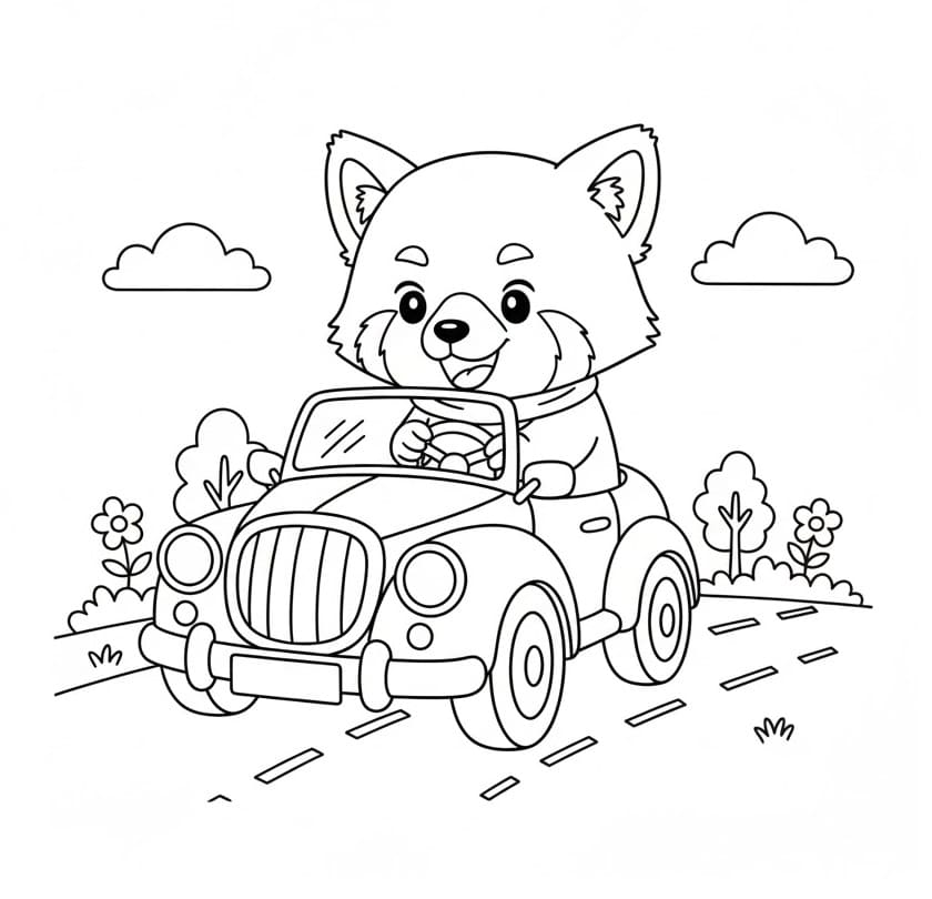 Panda Rosso Gratuito da colorare