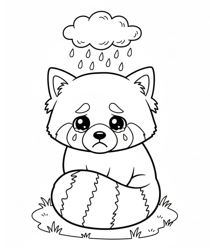 Panda Rosso Semplice da colorare