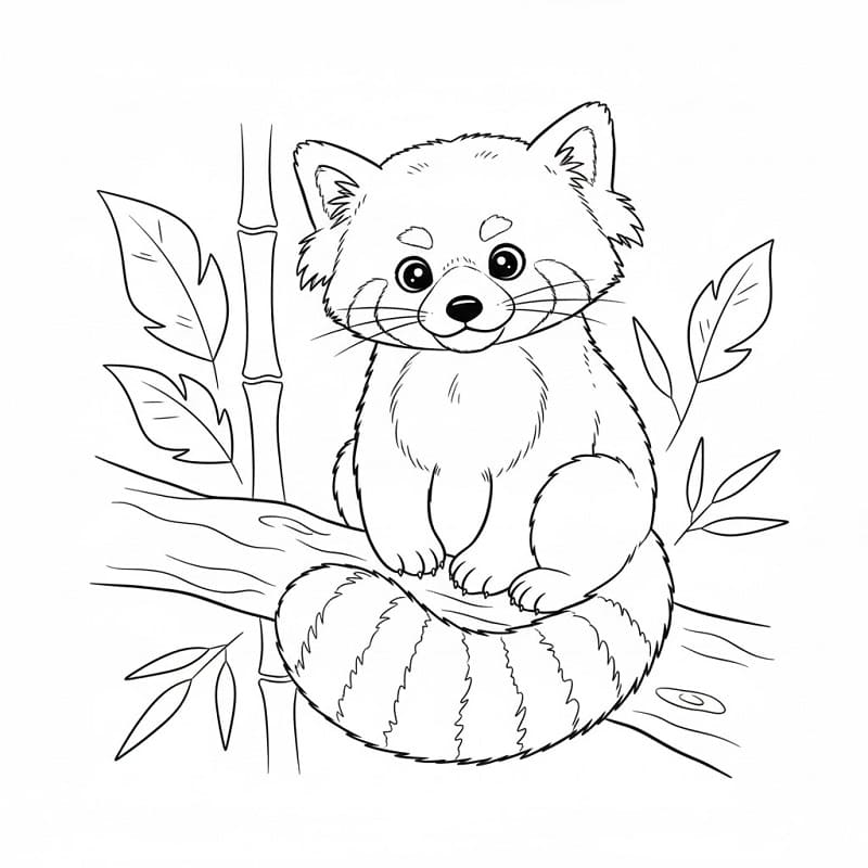 Panda Rosso Stampabile Gratis da colorare