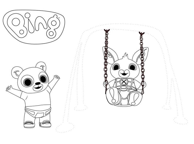 Pando e il coniglietto Bing da colorare