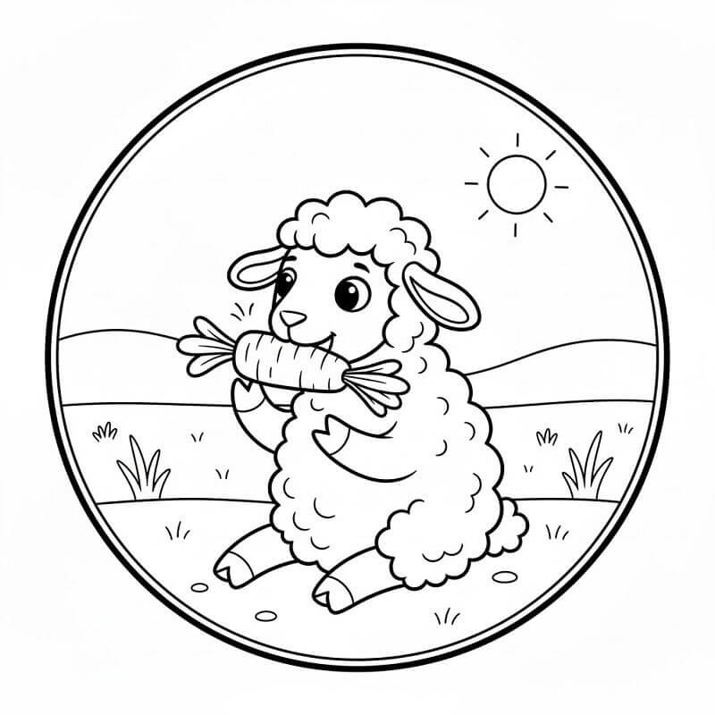 Pecora Mangia Carota da colorare