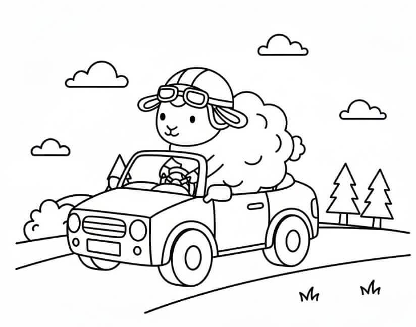 Pecora alla Guida da colorare