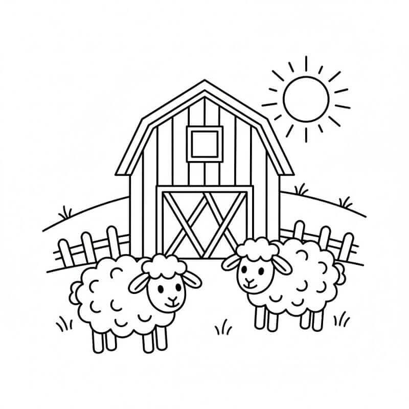 Pecore nel Fienile da colorare