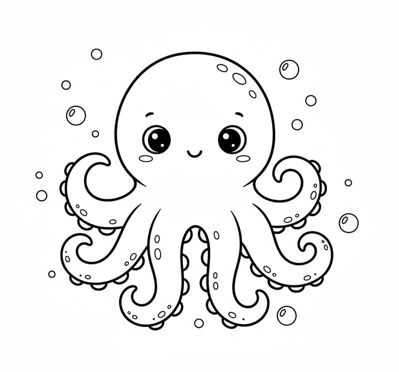 Piccolo polpo carino da colorare