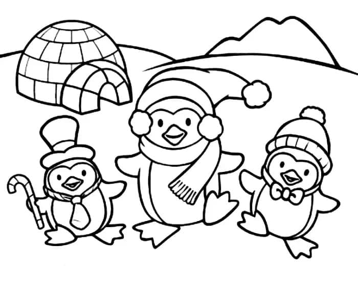 Pinguini che Ballano da colorare