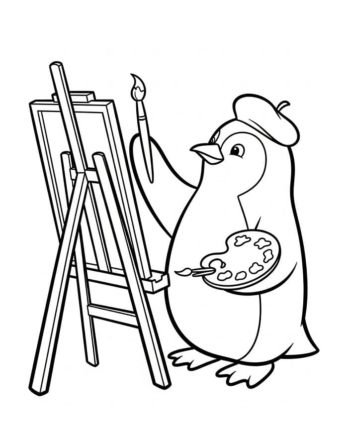 Pinguino Artista da colorare