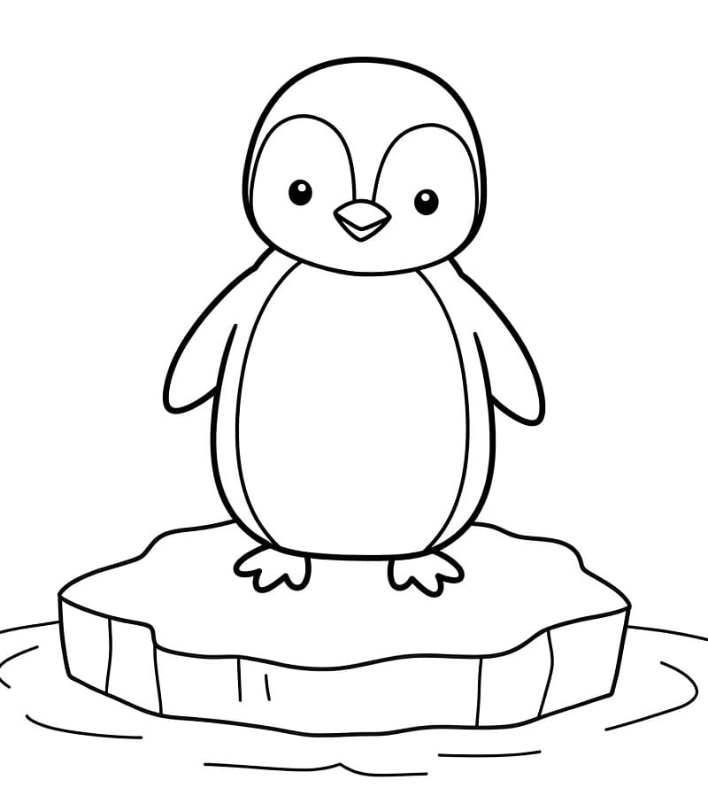 Pinguino Carino sul Ghiaccio da colorare