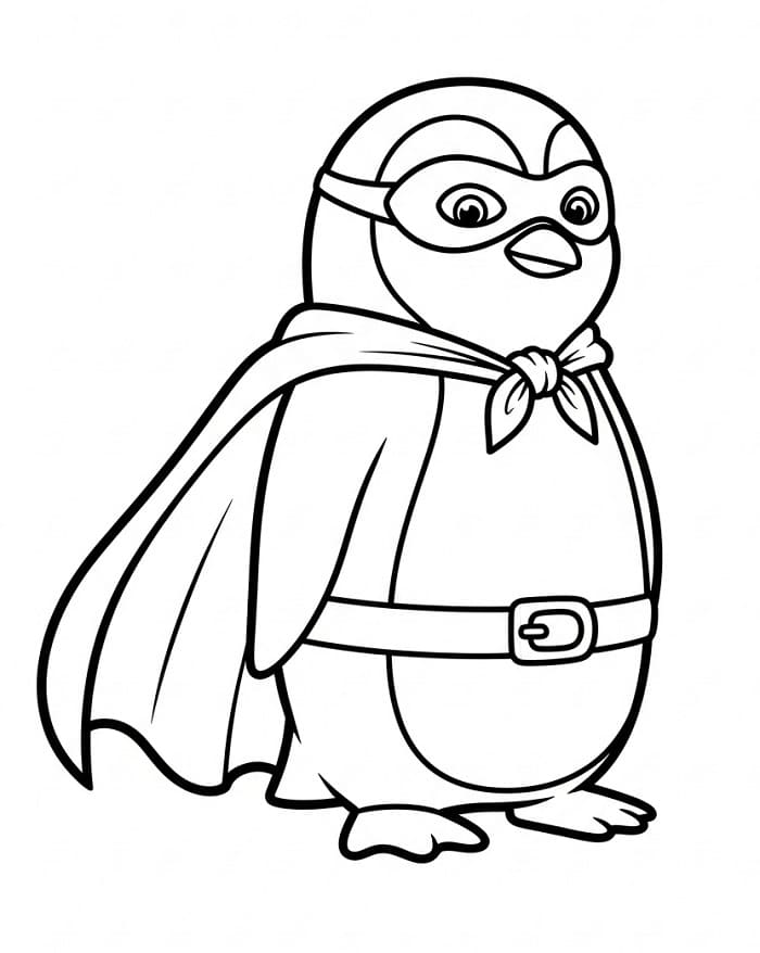 Pinguino Supereroe da colorare