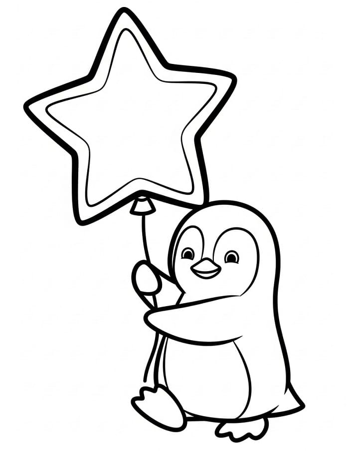 Pinguino con Stella da colorare
