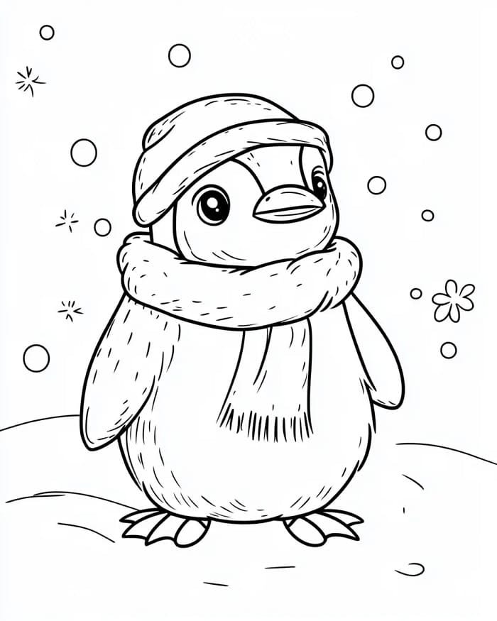 Pinguino in Inverno da colorare