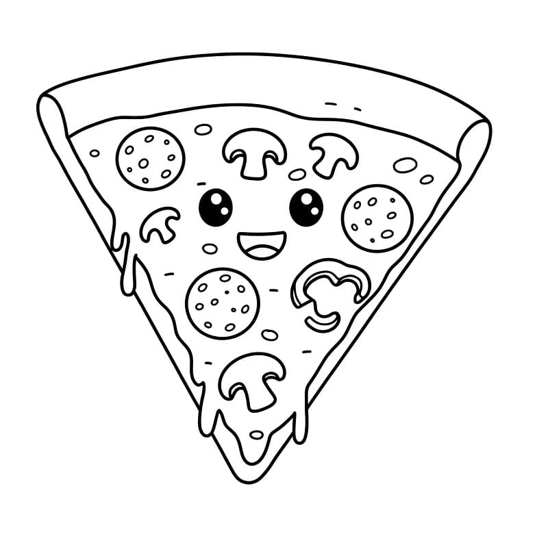 Pizza Kawaii da colorare