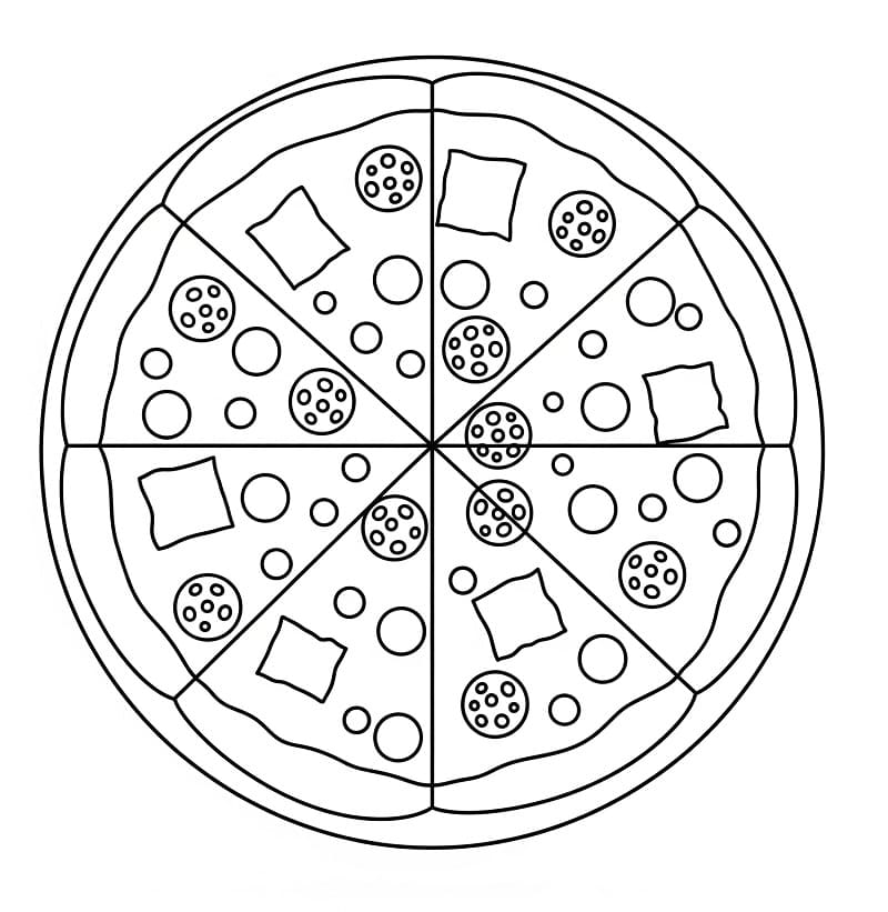 Pizza Stampabile Gratis da colorare