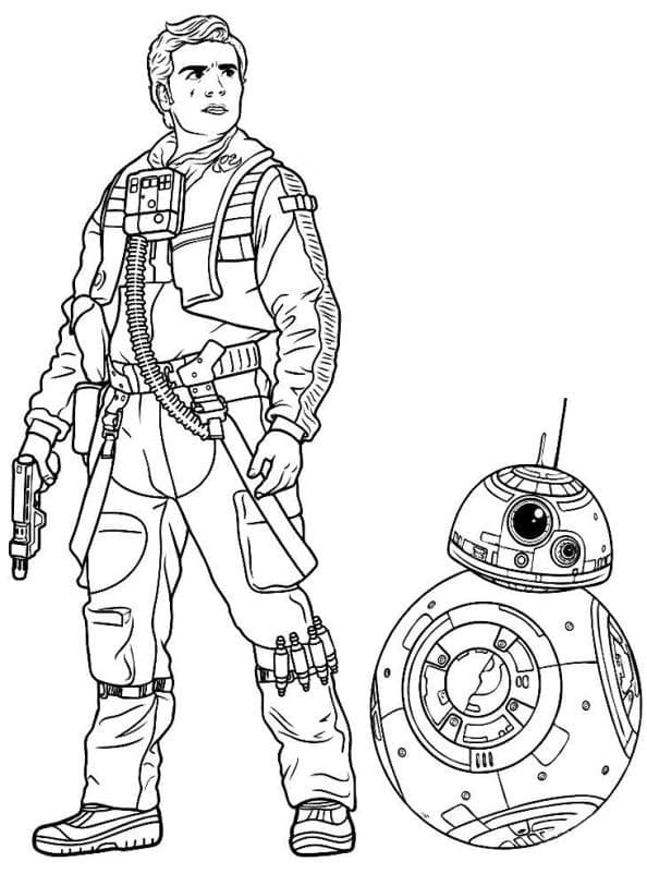 Poe e BB-8 di Guerre Stellari da colorare