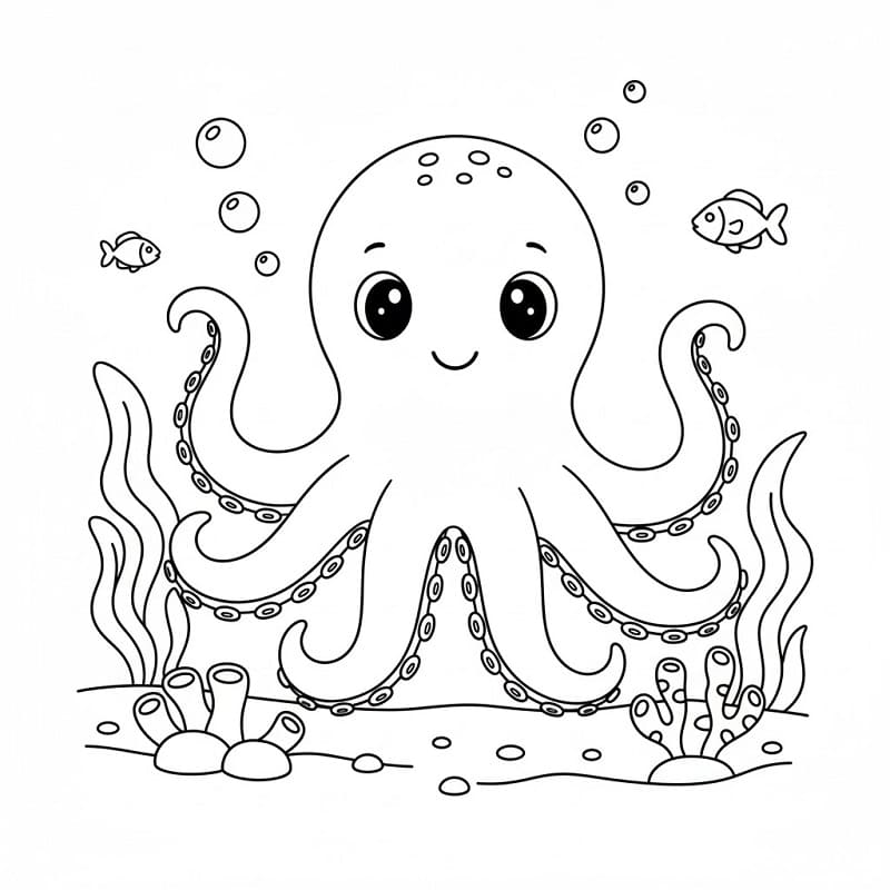 Polpo affettuoso da colorare