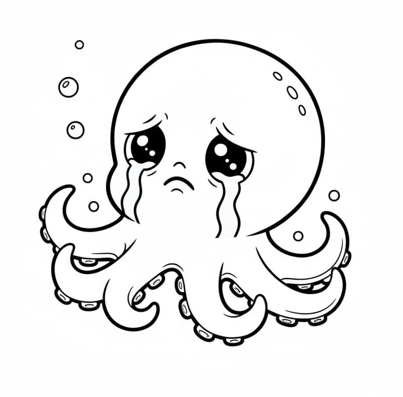 Polpo che piange da colorare