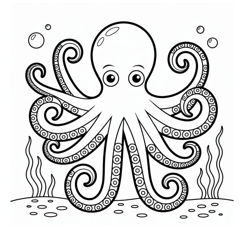 Polpo gradevole da colorare
