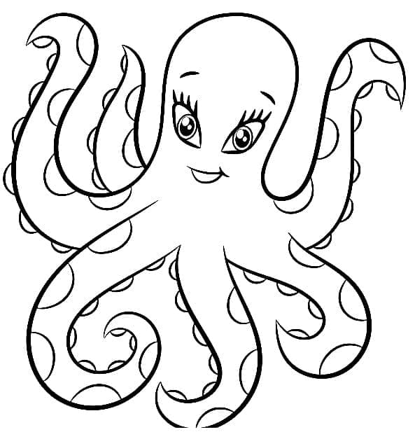 Polpo grazioso da colorare