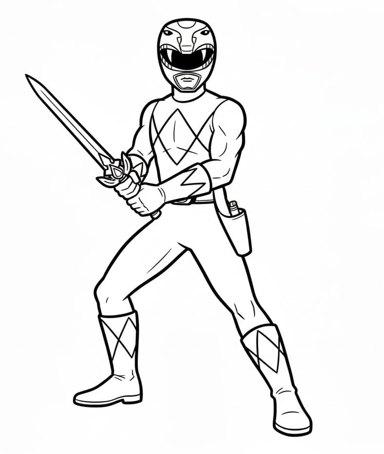 Power Rangers armati di spada da colorare