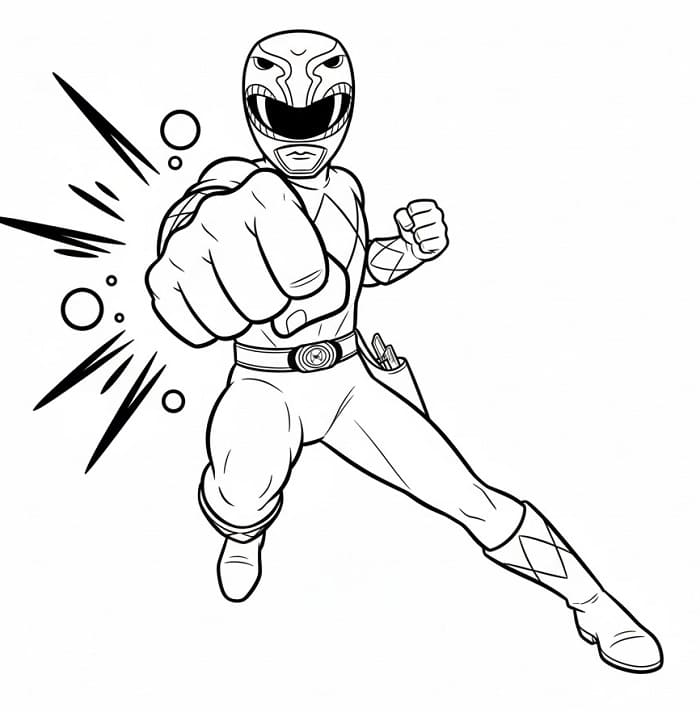 Power Rangers che colpiscono da colorare