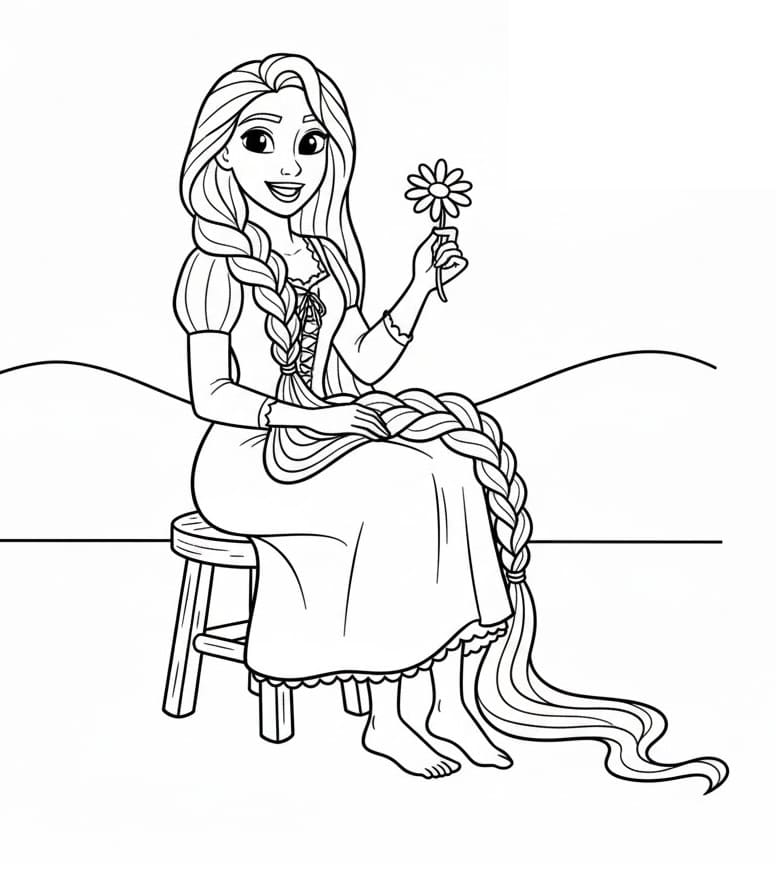Principessa Rapunzel adorabile da colorare