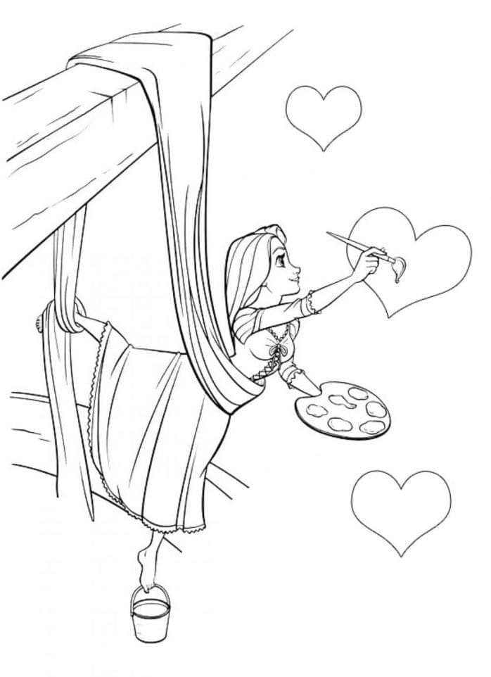 Principessa Rapunzel da stampare da colorare