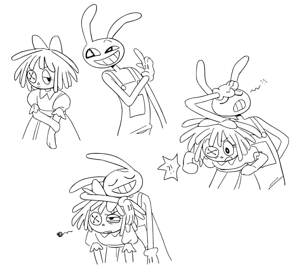 Ragatha e Jax dal The Amazing Digital Circus da colorare