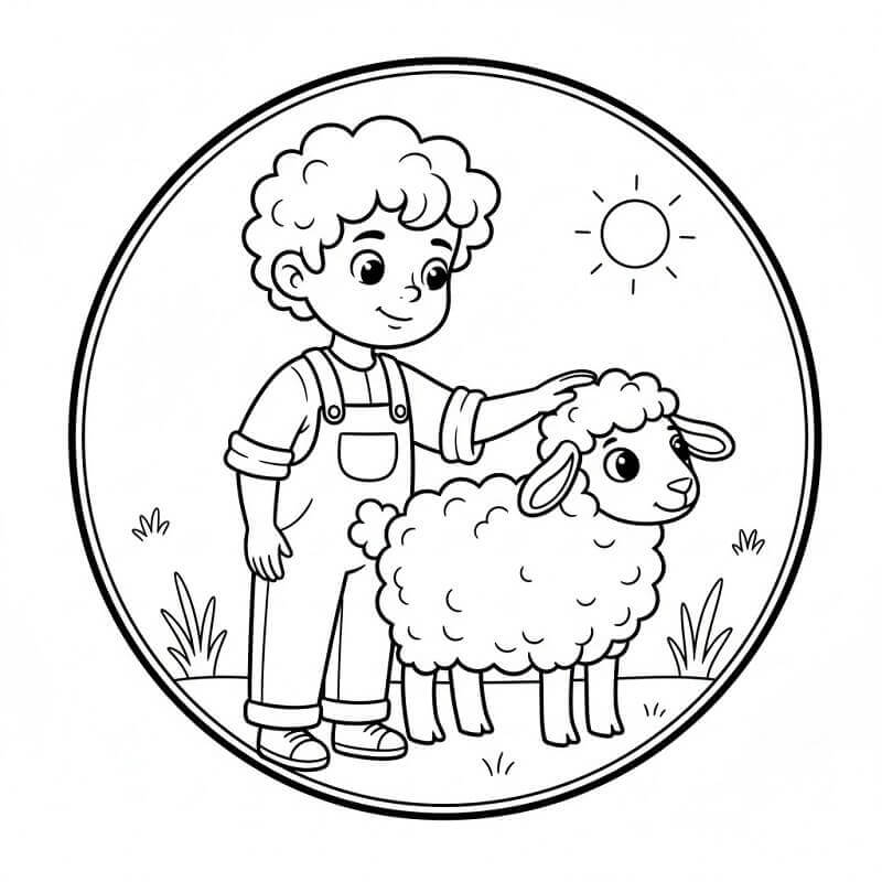 Ragazzo e Pecora da colorare
