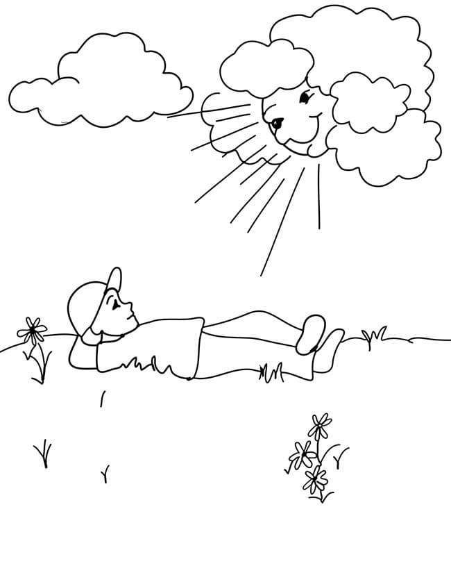 Ragazzo e nuvola da colorare