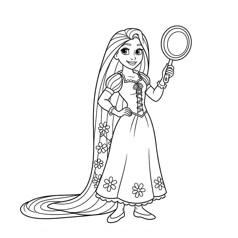 Rapunzel amichevole da colorare