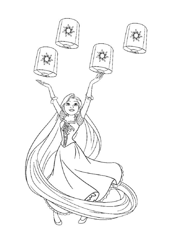 Rapunzel felice da colorare
