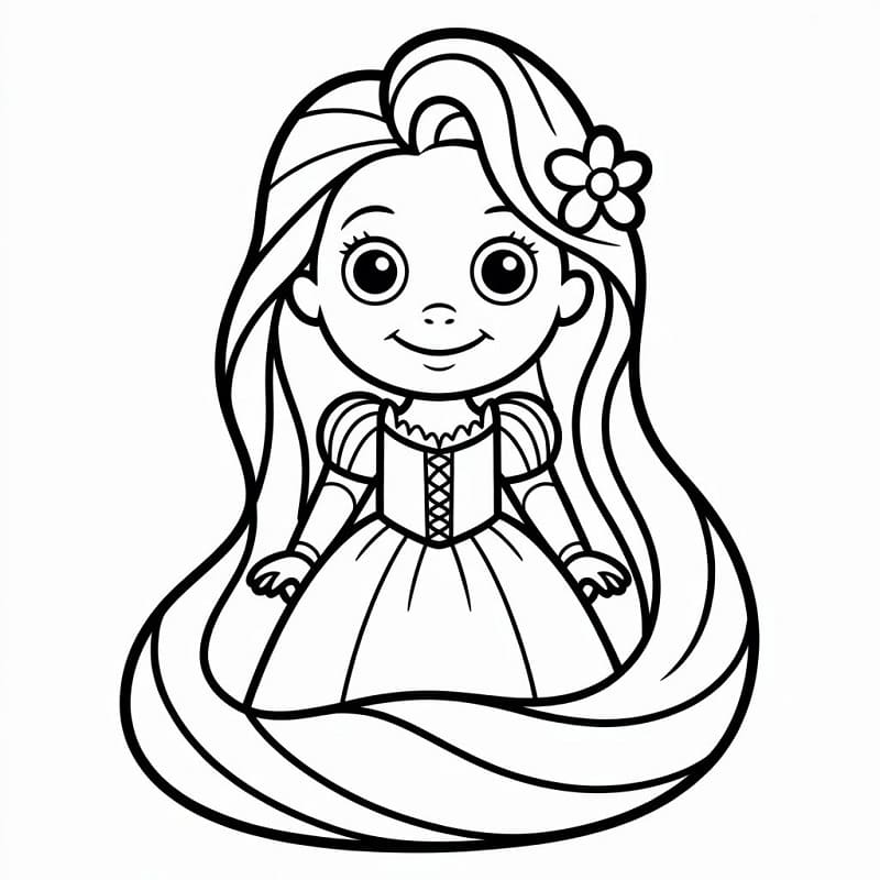 Rapunzel sorridente da colorare