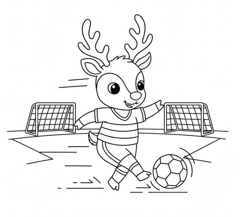 Renna Gioca a Calcio da colorare