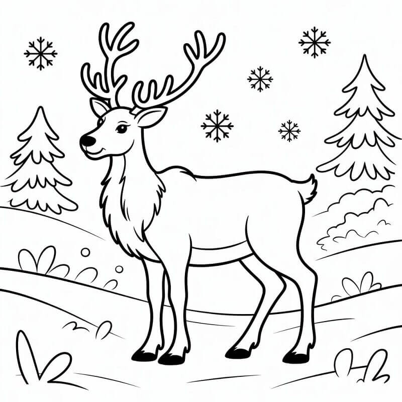 Renna Super Semplice da colorare