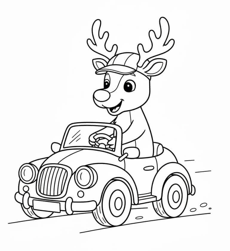 Renna alla Guida da colorare