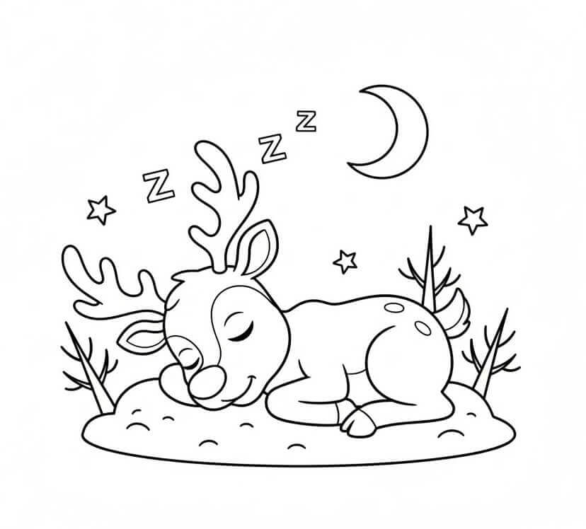 Renna che Dorme da colorare