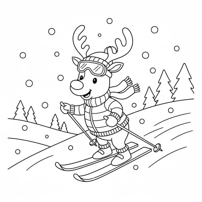 Renna che Scia da colorare