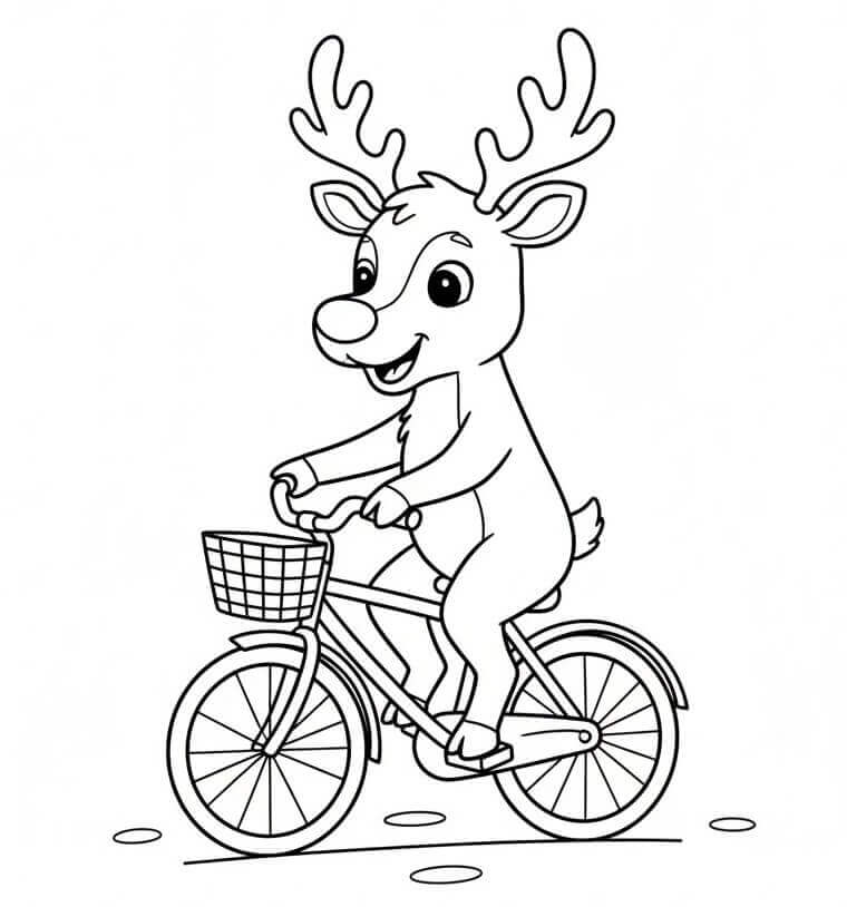 Renna in Bicicletta da colorare