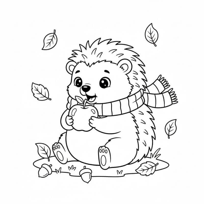 Riccio Mangia Mela da colorare