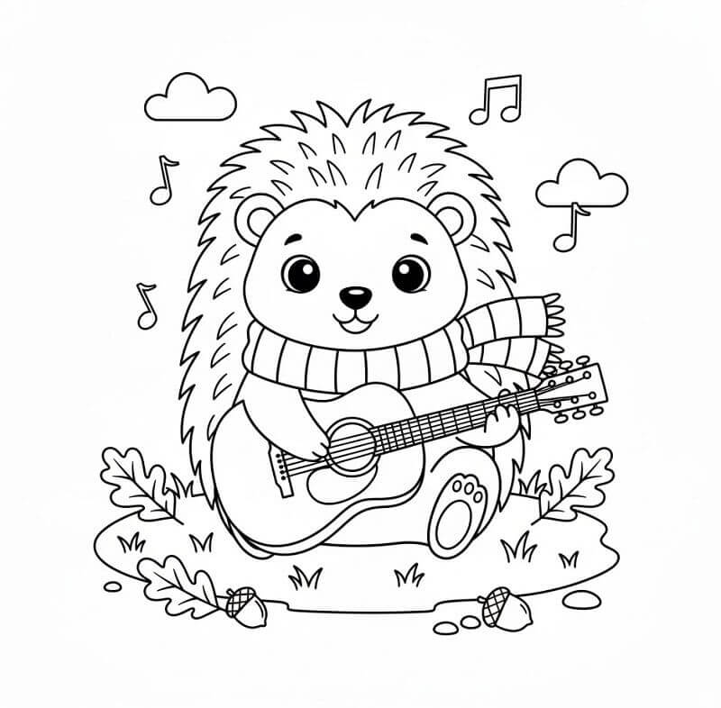 Riccio Suona la Chitarra da colorare