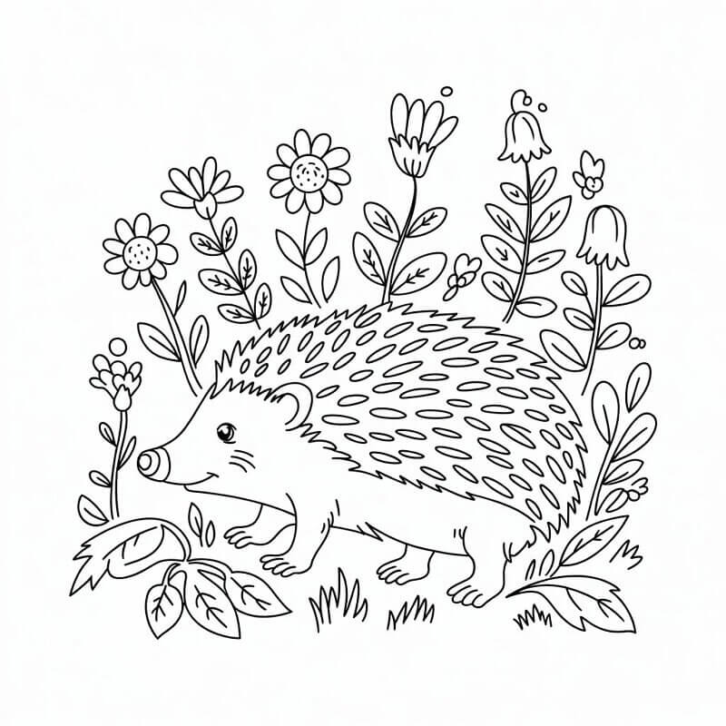 Riccio e Fiori da colorare