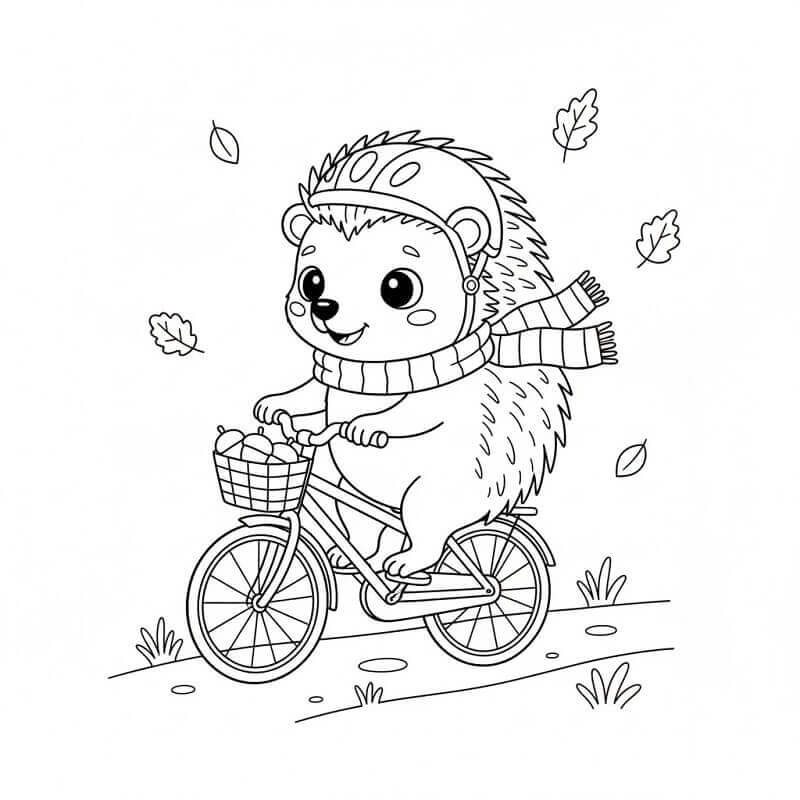 Riccio in Bicicletta da colorare
