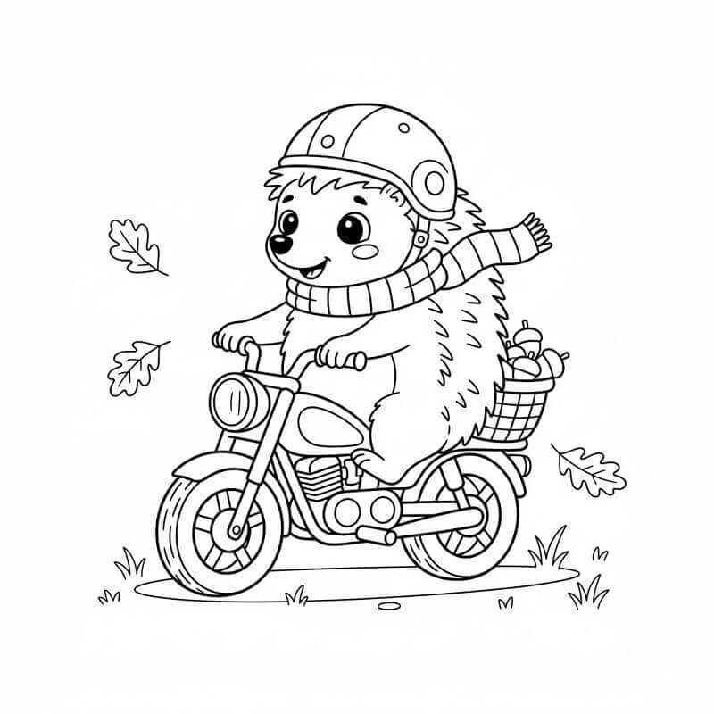 Riccio in Moto da colorare